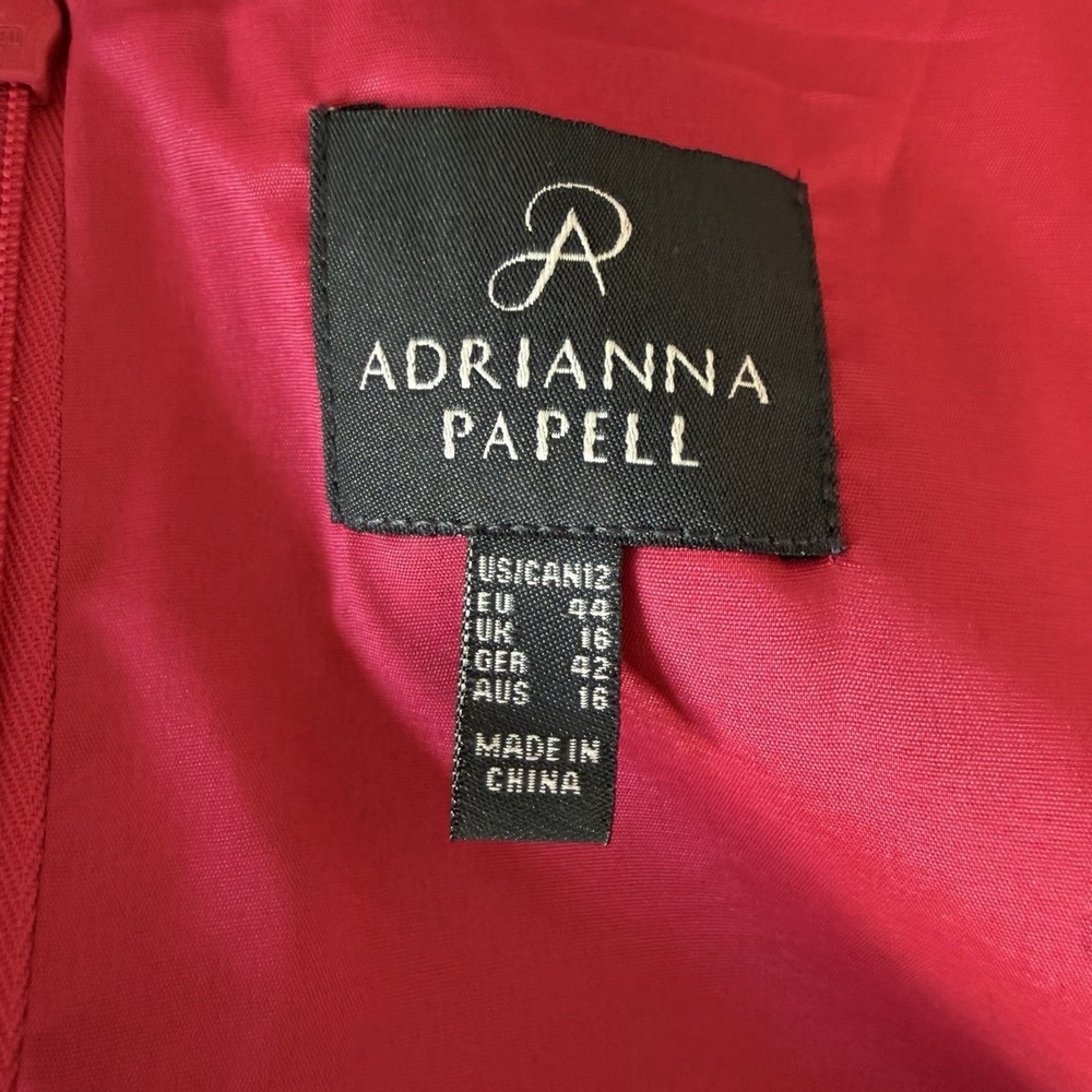 Adrianna Papell Guava Dot Sz 12 Pink White Piping U-Neck Texture Knit Dress $120 - Picture 8 of 10